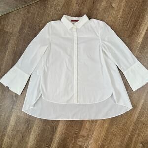 Carolina Herrera White Button Up Shirt Sleeve Ring Decal Oversized Fit